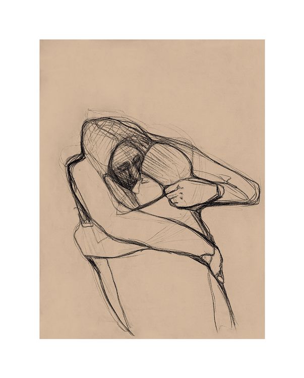 "100. Невагомість, 2022 / Weightlessness, 2022 папір, вугілля / paper, charcoal 100 x 75,5 см."